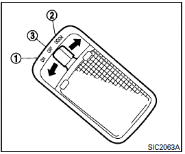 The cargo light on the overhead trim has a threeposition switch. To operate, push the switch to the desired position.