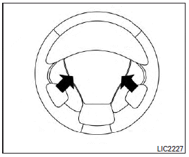 To sound the horn, push near the horn icon of the steering wheel.