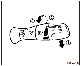 The rain-sensing auto wiper system can automatically turn on the wipers and adjust the wiper speed depending on the rainfall and the vehicle speed by using the rain sensor located on the upper part of the windshield.