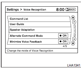 The Voice Recognition system has a function to learn the users voice for better voice recognition performance. The system can memorize the voices of up to three persons.