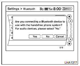 3. A popup box will appear on the screen, prompting you to confirm that the connection is for the phone system. Select the Yes key.