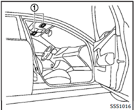 Warning labels about the supplemental front-impact air bag systems are placed in the vehicle as shown in the illustration.