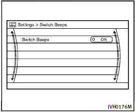 Switch Beeps settings (models without navigation