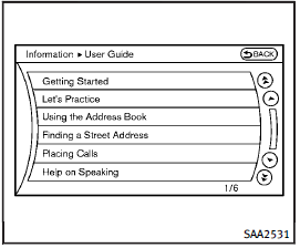 1. Push the INFO button on the instrument panel.