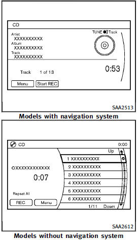 1. Operate the audio system to play a CD.