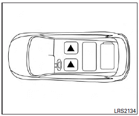 The illustration shows the seating positions equipped with head restraints. The first row head restraints are adjustable.