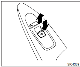 The passengers window switch operates only the corresponding passengers window. To open the window partially, push the switch down lightly until the desired window position is reached. To close the window partially, pull the switch up until the desired window position is reached.