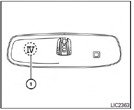 The Type B system can be identified by the IV 1 on the back of the mirror. Move the mirror to see if the IV is present. If the IV is on the mirror, use the procedure in this section to program the HomeLink Universal Transceiver . Otherwise, use the procedure in “HomeLink universal transceiver (Type A) (if so equipped)”.