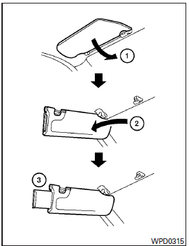 1 To block glare from the front, swing down the sun visor.