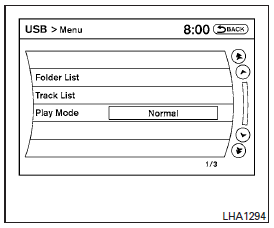 Menu (models with Navigation System):