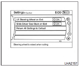 Comfort settings