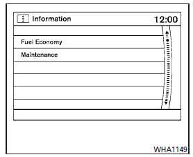 Press the INFO button. The display screen shows vehicle information for your convenience.