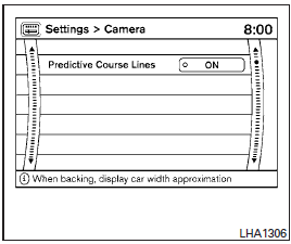 Select the Camera key. The Camera settings screen will appear.