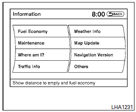 1. Press the INFO button on the instrument panel.