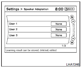 4. Select the user whose voice is to be memorized by the system.