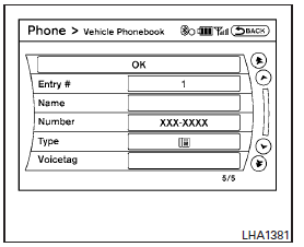 5. Select the “Voicetag” key to record a name to speak when using the Voice Recognition system.