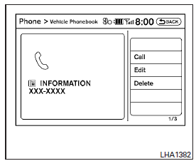 Editing the Vehicle Phonebook