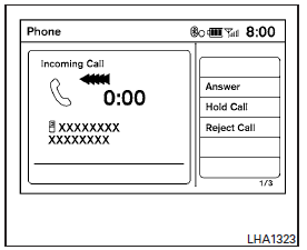 When you hear a phone ring, the display will change to phone mode. To receive a call, follow one of the procedures listed below.