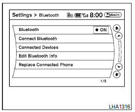 To set up the Bluetooth Hands-Free Phone System to your preferred settings, press the SETTING button on the instrument panel and select the “Bluetooth” key on the display.