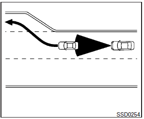 When driving on the freeway at a set speed and approaching a slower traveling vehicle ahead, the ICC will adjust the speed to maintain the distance, selected by the driver, from the vehicle ahead. If the vehicle ahead changes lanes or exits the freeway, the ICC system will accelerate and maintain the speed up to the set speed. Pay attention to the driving operation to maintain control of the vehicle as it accelerates to the set speed.