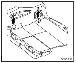 The 3rd row power folding seat controls are