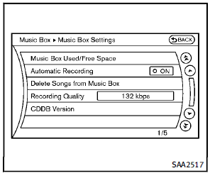 To set the Music box to your preferred