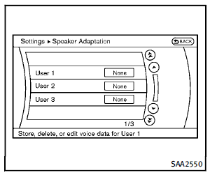 4. Select the user whose voice is memorized