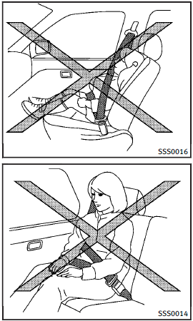 INFINITI recommends that pregnant women use seat belts. The seat belt should be worn snug, and always position the lap belt as low as possible around the hips, not the waist, and place the shoulder belt over your shoulder and across your chest.