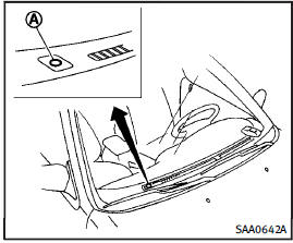 Be sure not to put anything on top of the photo sensor A located on the top of the instrument panel. The photo sensor controls the autolight; if it is covered, the photo sensor reacts as if it is dark and the headlights will illuminate.