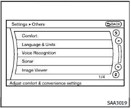 Others settings (models with navigation system)