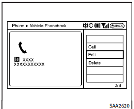 Editing the Vehicle Phonebook