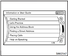 You can confirm how to use voice commands by accessing a simplified User Guide, which contains basic instructions and tutorials for several voice commands.