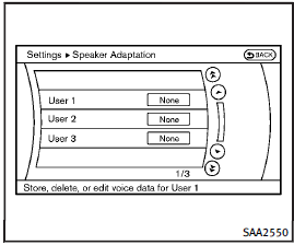 4. Select the user whose voice is memorized by the system.