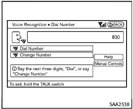 6. The system announces, “Please say the next three digits or dial, or say change number.” 7. Speak “6 6 2”.