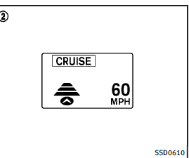 When passing another vehicle, the set speed indicator will flash when the vehicle speed exceeds the set speed. The vehicle detect indicator will turn off when the area ahead of the vehicle is open. When the pedal is released, the vehicle will return to the previously set speed.