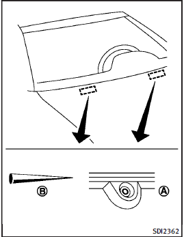 Be careful not to clog the washer nozzle A . This may cause improper windshield washer operation. If the nozzle is clogged, remove any objects with a needle or small pin