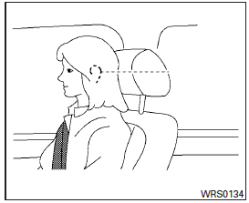 Adjust the head restraint so the center is level with the center of the seat occupant’s ears.