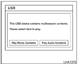 When there are both audio and movie files in the USB memory, the mode select screen is displayed.